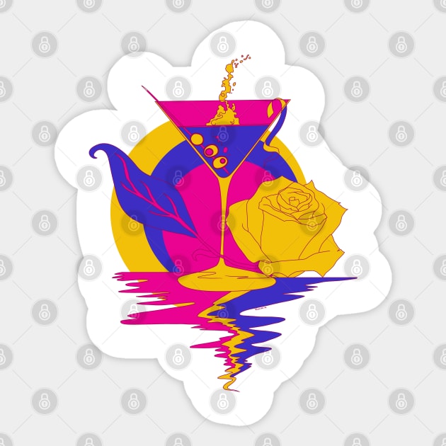 Triad Martini and Rose Sticker by kenallouis